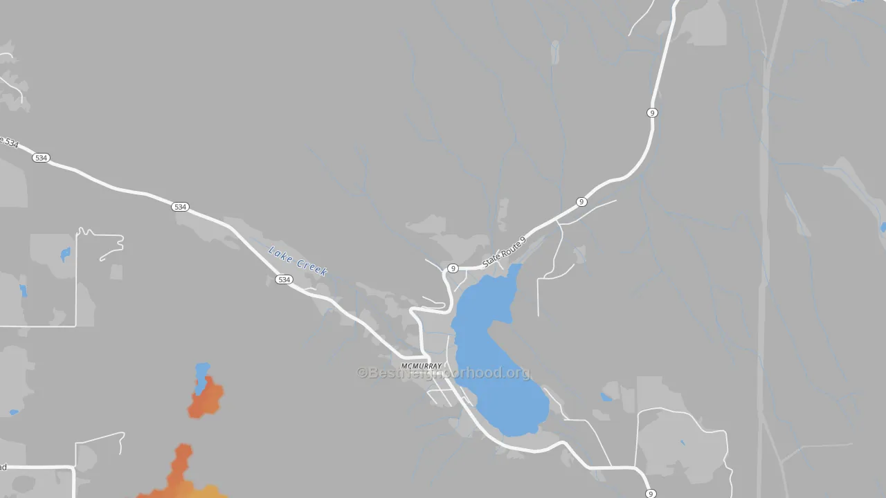 Bike Grade map of Lake McMurray, WA