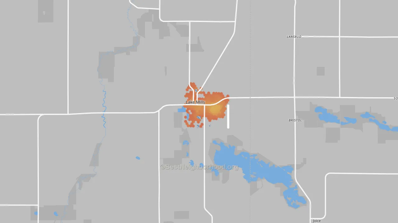 Bike Grade map of Lake Mills, IA
