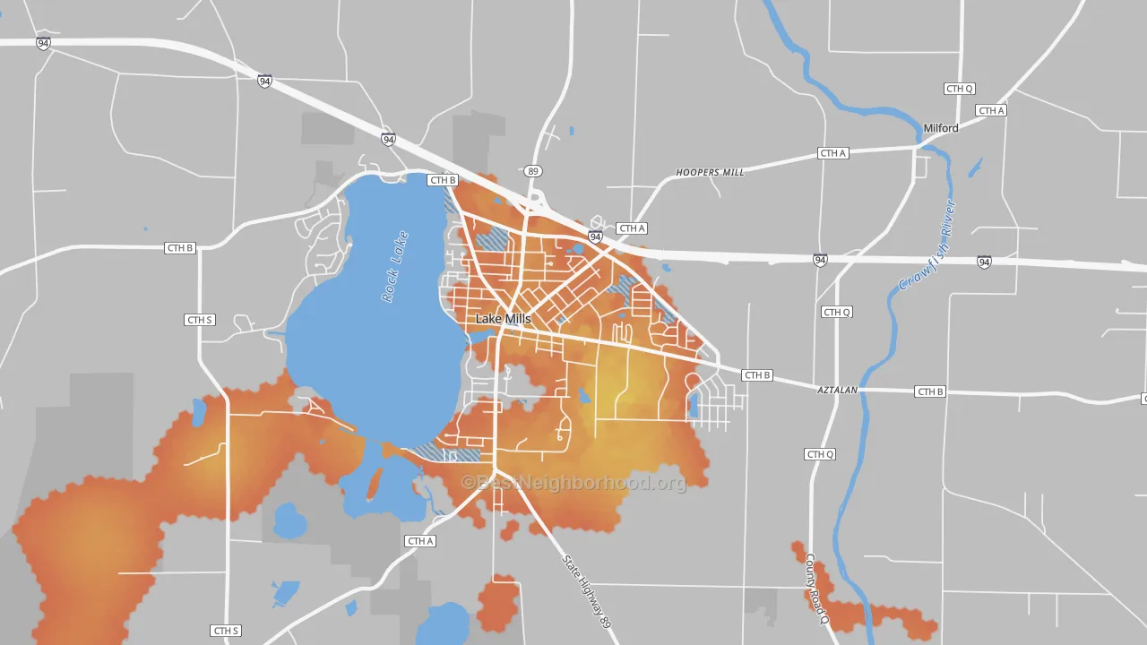 Bike Grade map of Lake Mills, WI