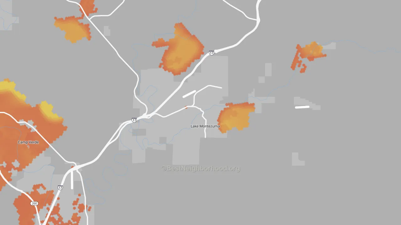 Bike Grade map of Lake Montezuma, AZ