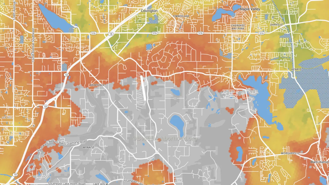 Bike Grade map of Lake Morton-Berrydale, WA