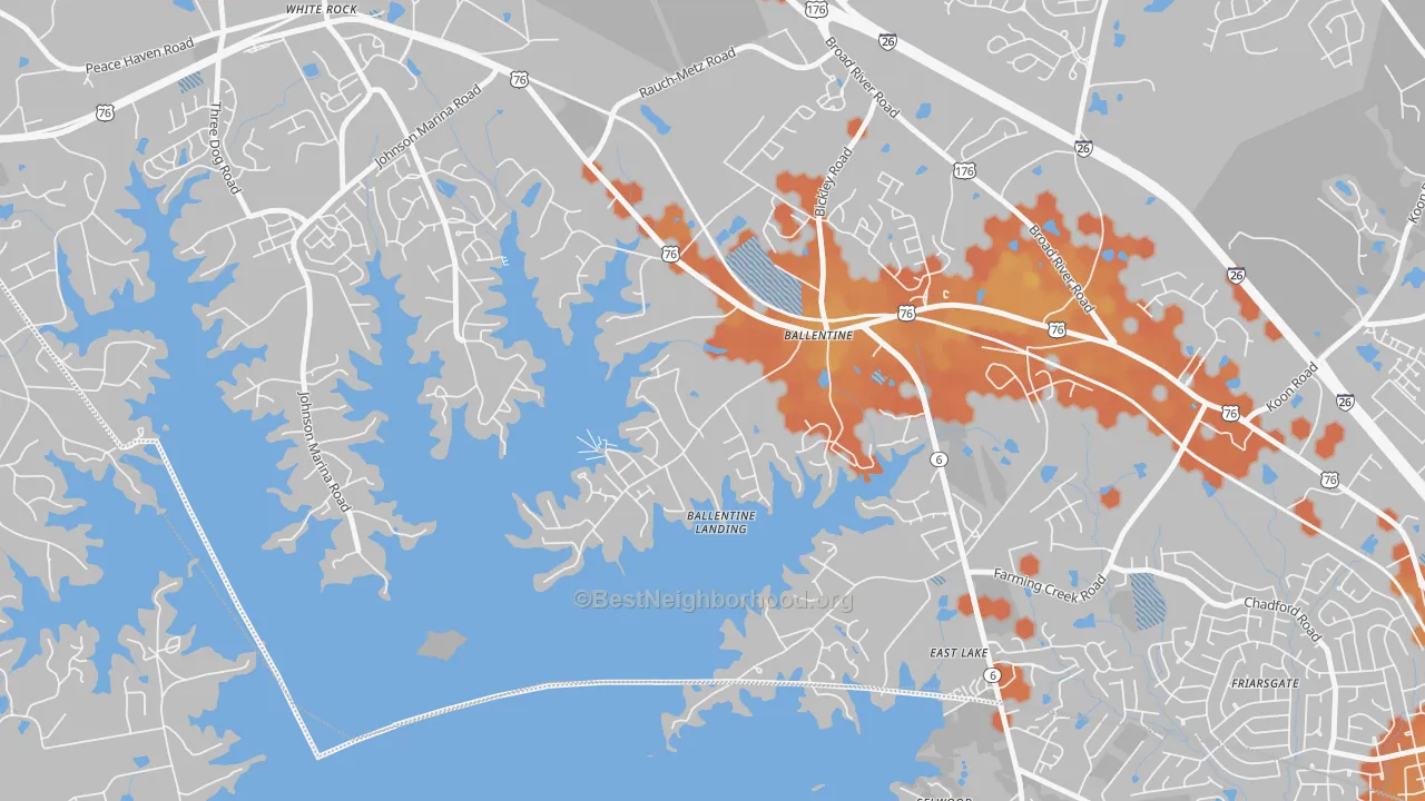 Bike Grade map of Lake Murray of Richland, SC