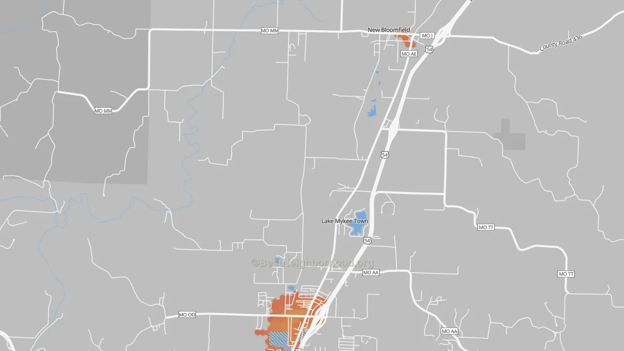 Bike Grade map of Lake Mykee Town, MO