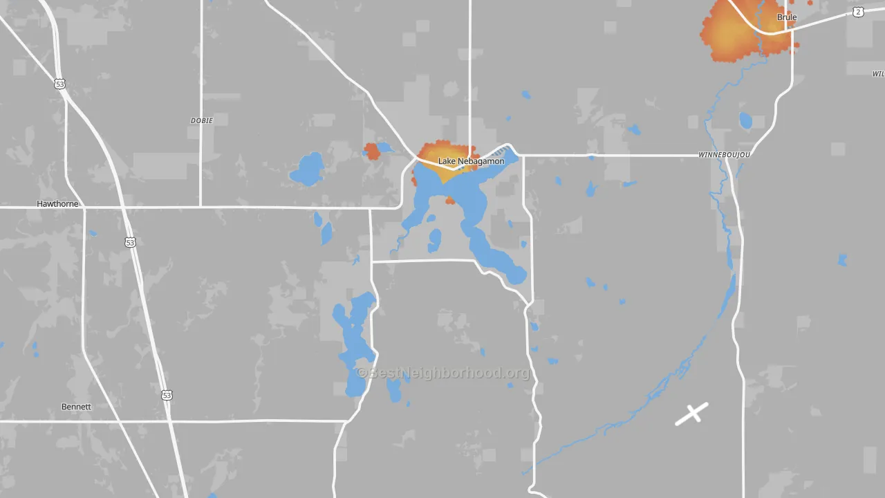 Bike Grade map of Lake Nebagamon, WI