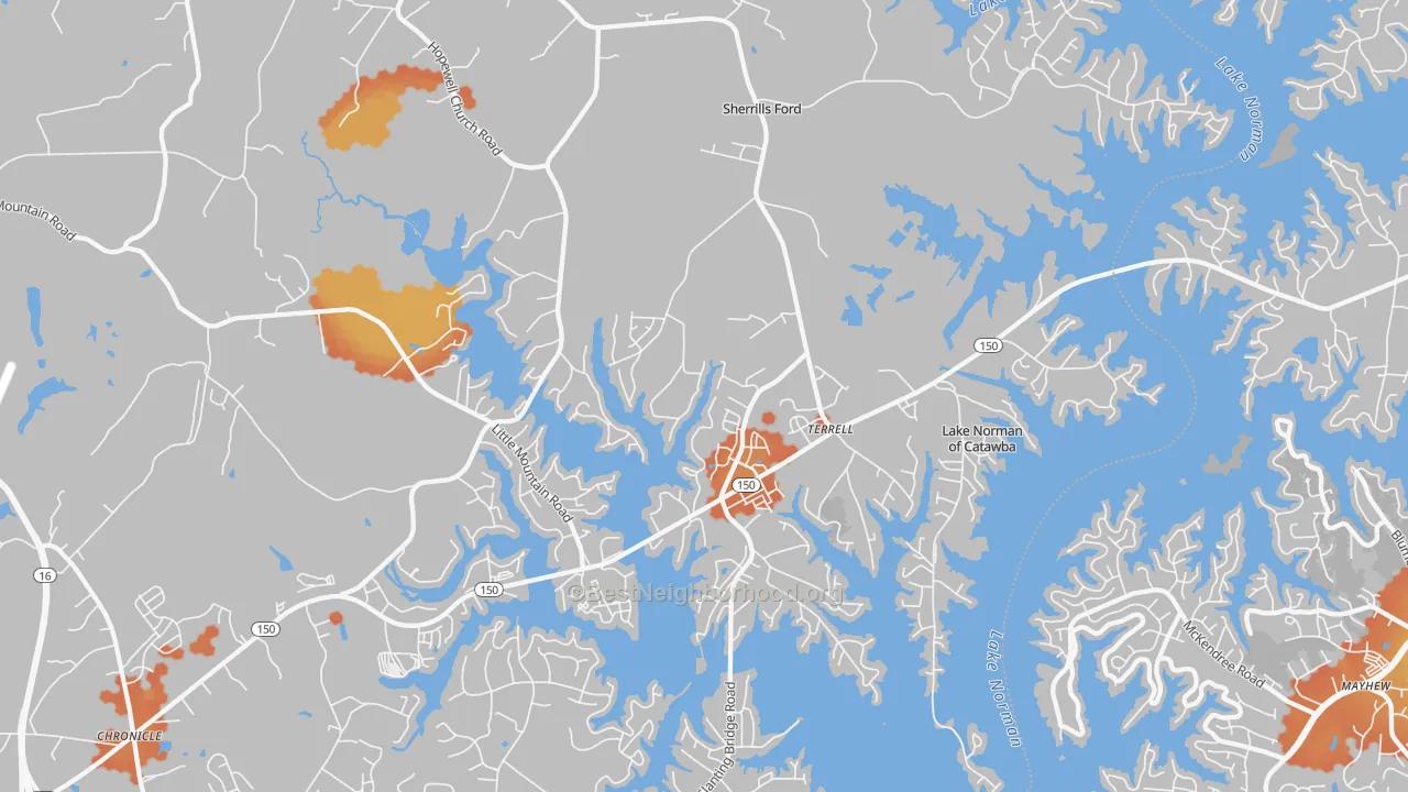 Bike Grade map of Lake Norman of Catawba, NC