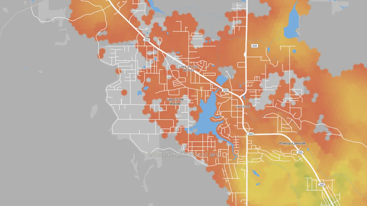 Bike Grade map of Lake of the Woods, AZ