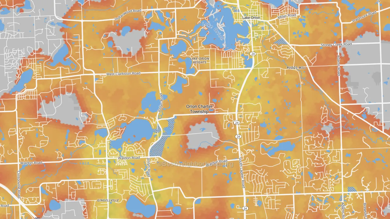 Bike Grade map of Lake Orion, MI