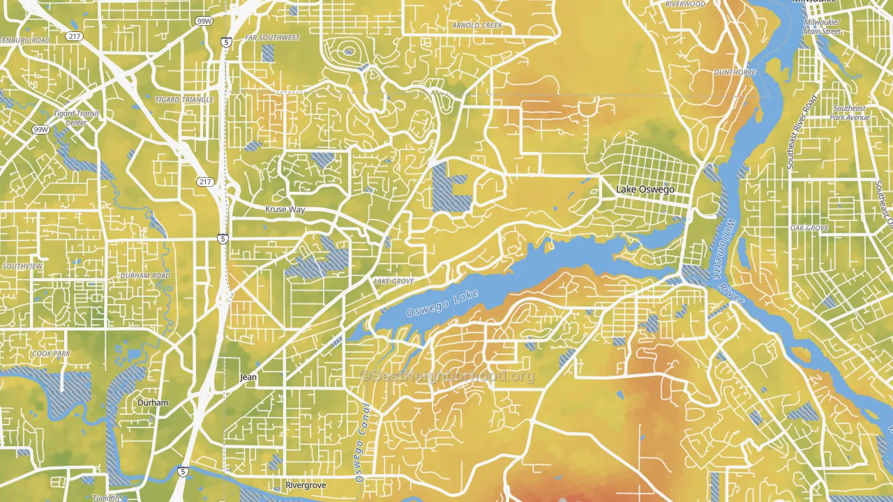 Bike Grade map of Lake Oswego, OR