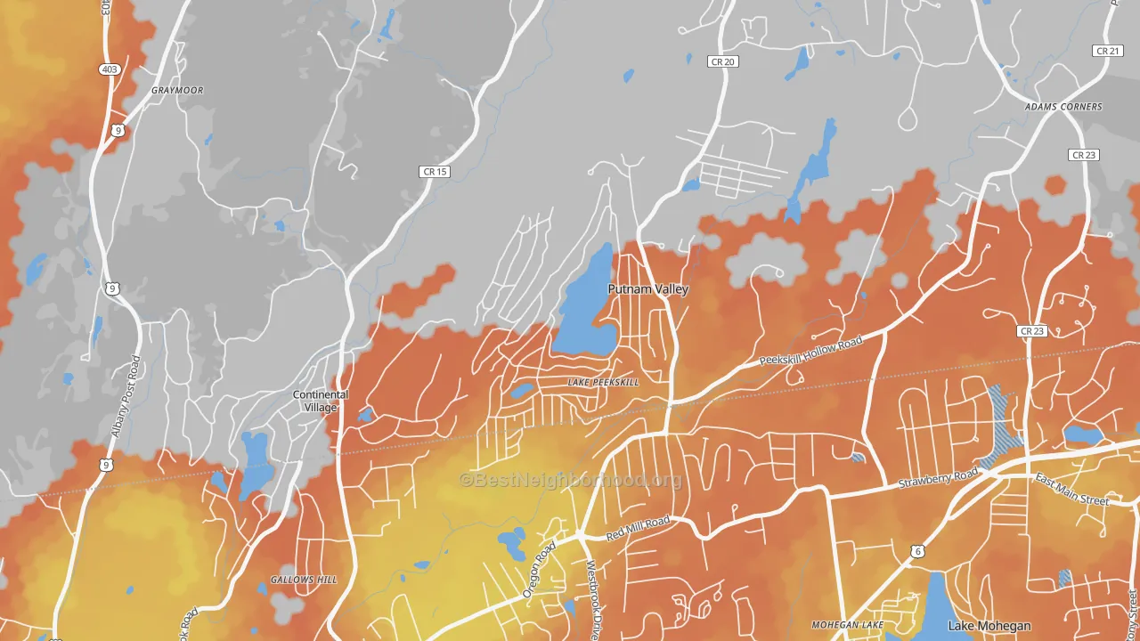 Bike Grade map of Lake Peekskill, NY