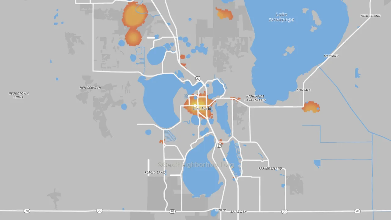 Bike Grade map of Lake Placid, FL