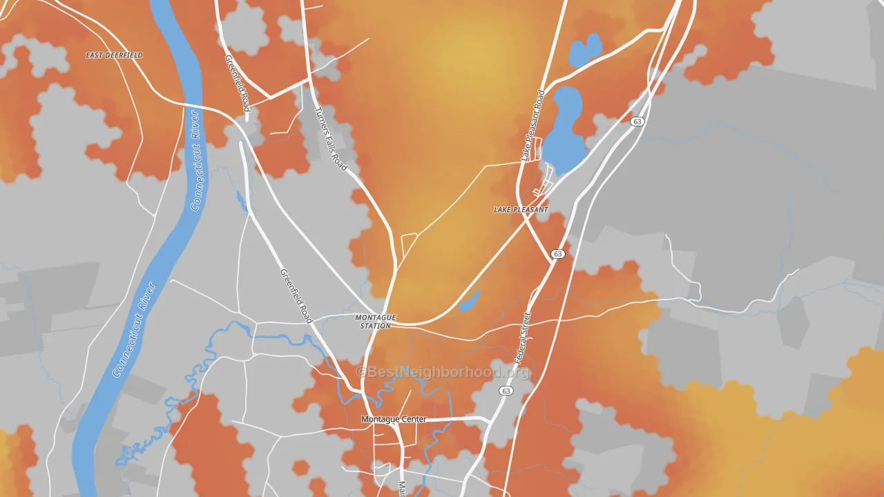 Bike Grade map of Lake Pleasant, MA