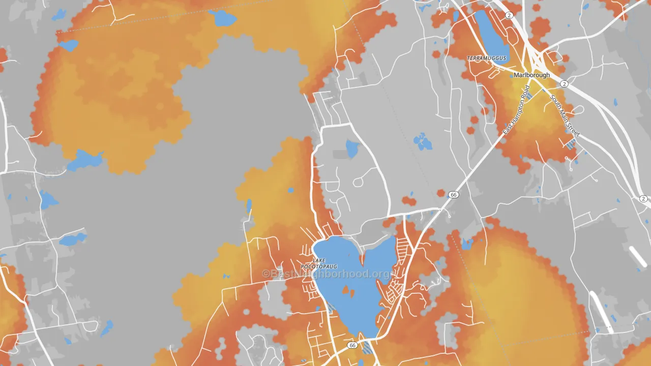 Bike Grade map of Lake Pocotopaug, CT