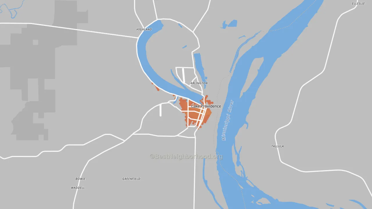 Bike Grade map of Lake Providence, LA