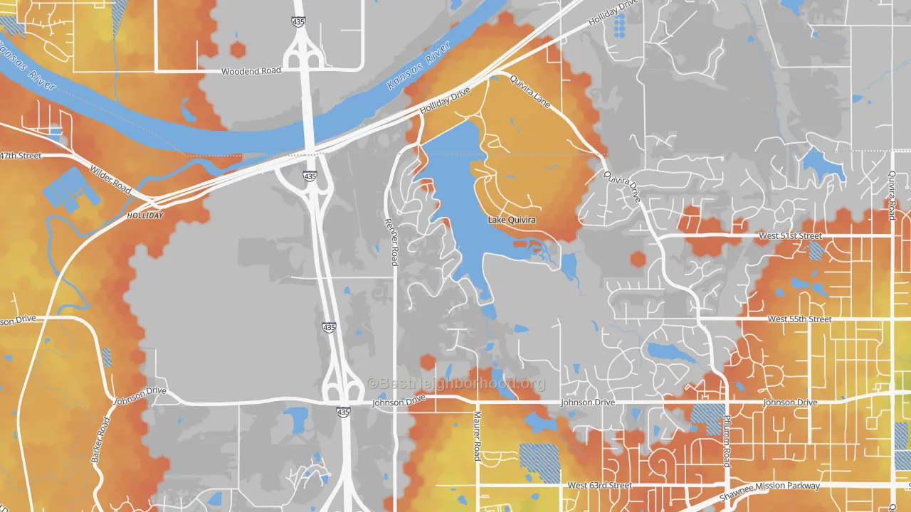 Bike Grade map of Lake Quivira, KS