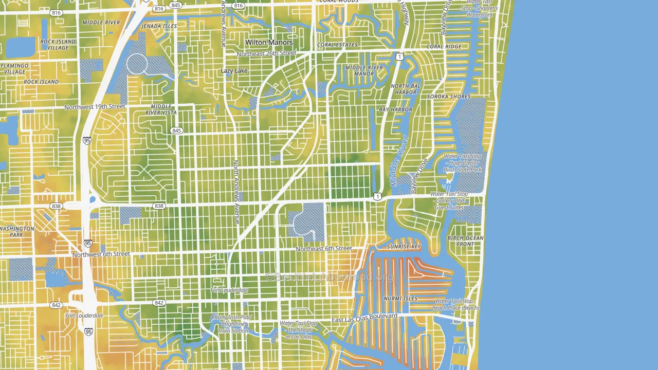 Bike Grade map of Lake Ridge, Fort Lauderdale, FL
