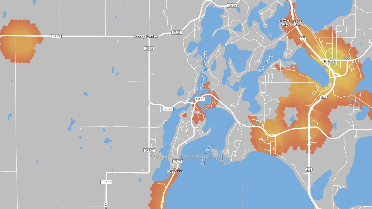 Bike Grade map of Lake Shore, MN