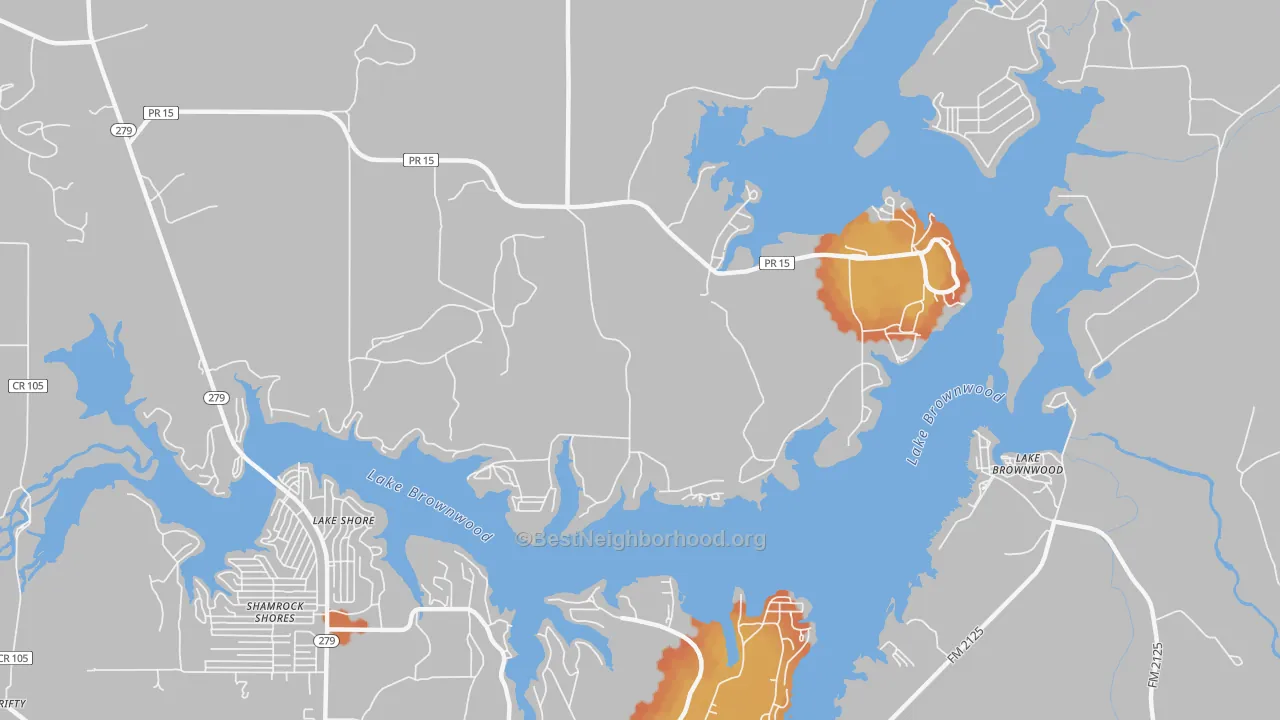 Bike Grade map of Lake Shore, TX