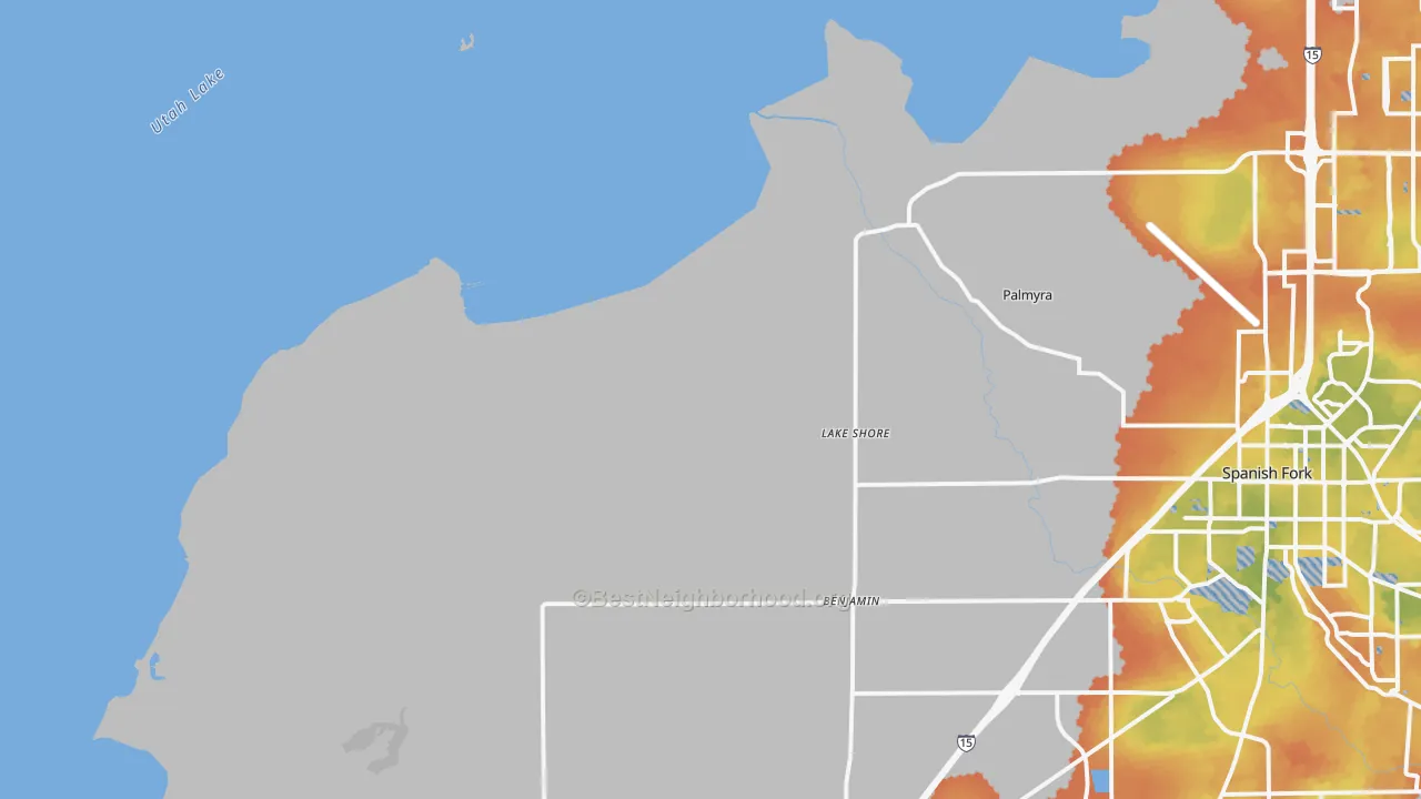 Bike Grade map of Lake Shore, UT