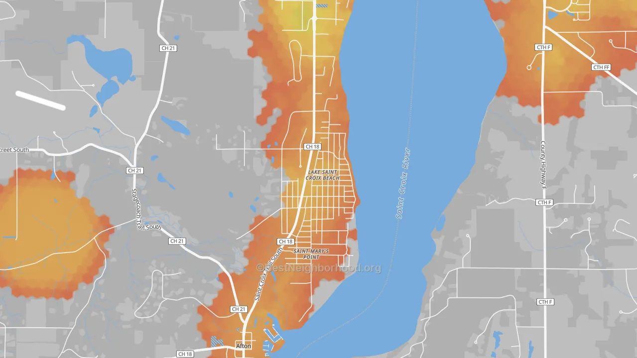 Bike Grade map of Lake St. Croix Beach, MN