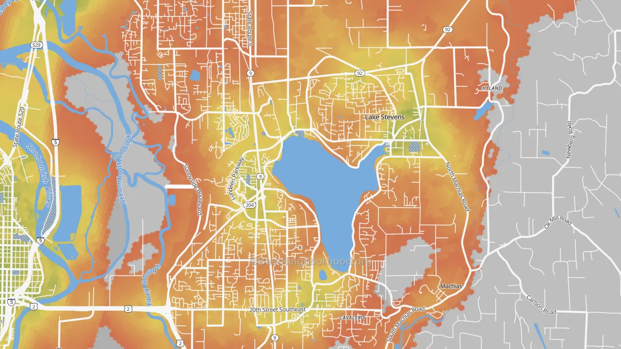 Bike Grade map of Lake Stevens, WA