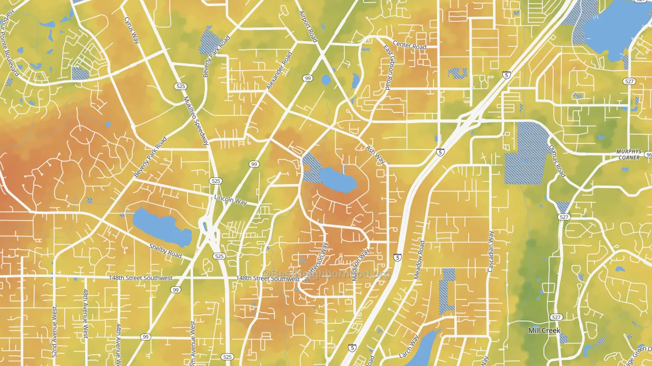 Bike Grade map of Lake Stickney, WA
