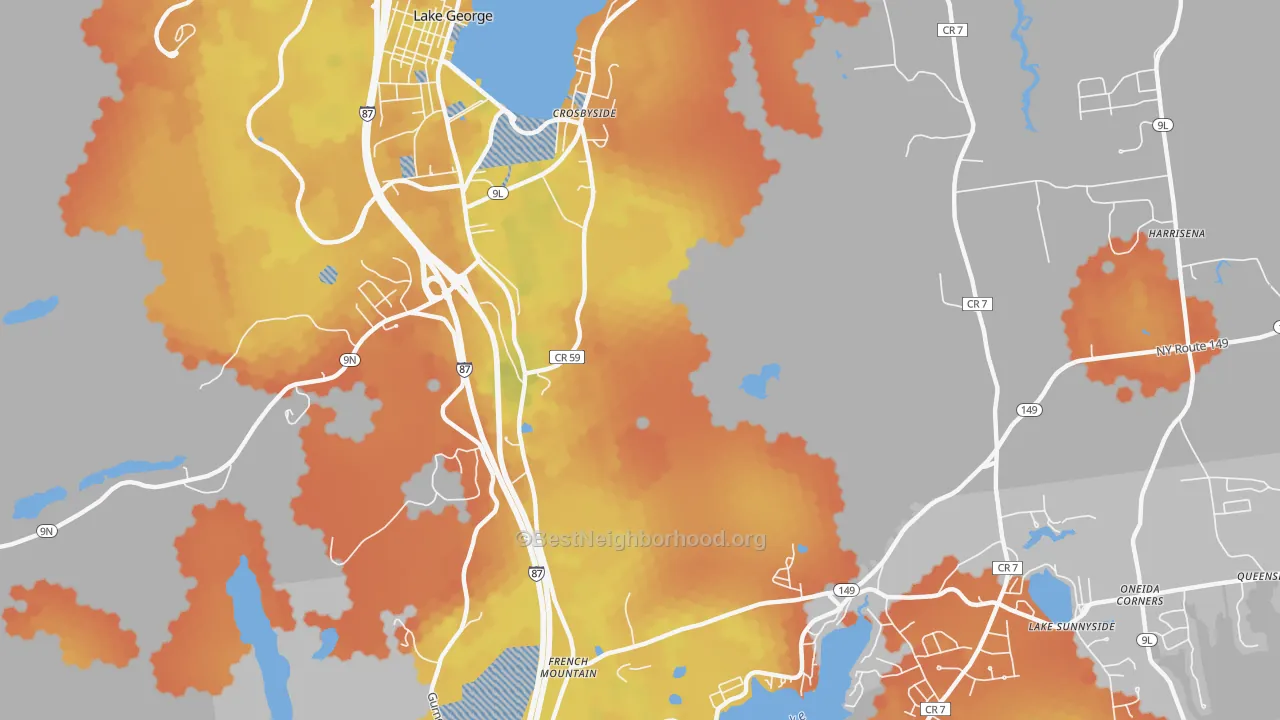 Bike Grade map of Lake Sunnyside, NY