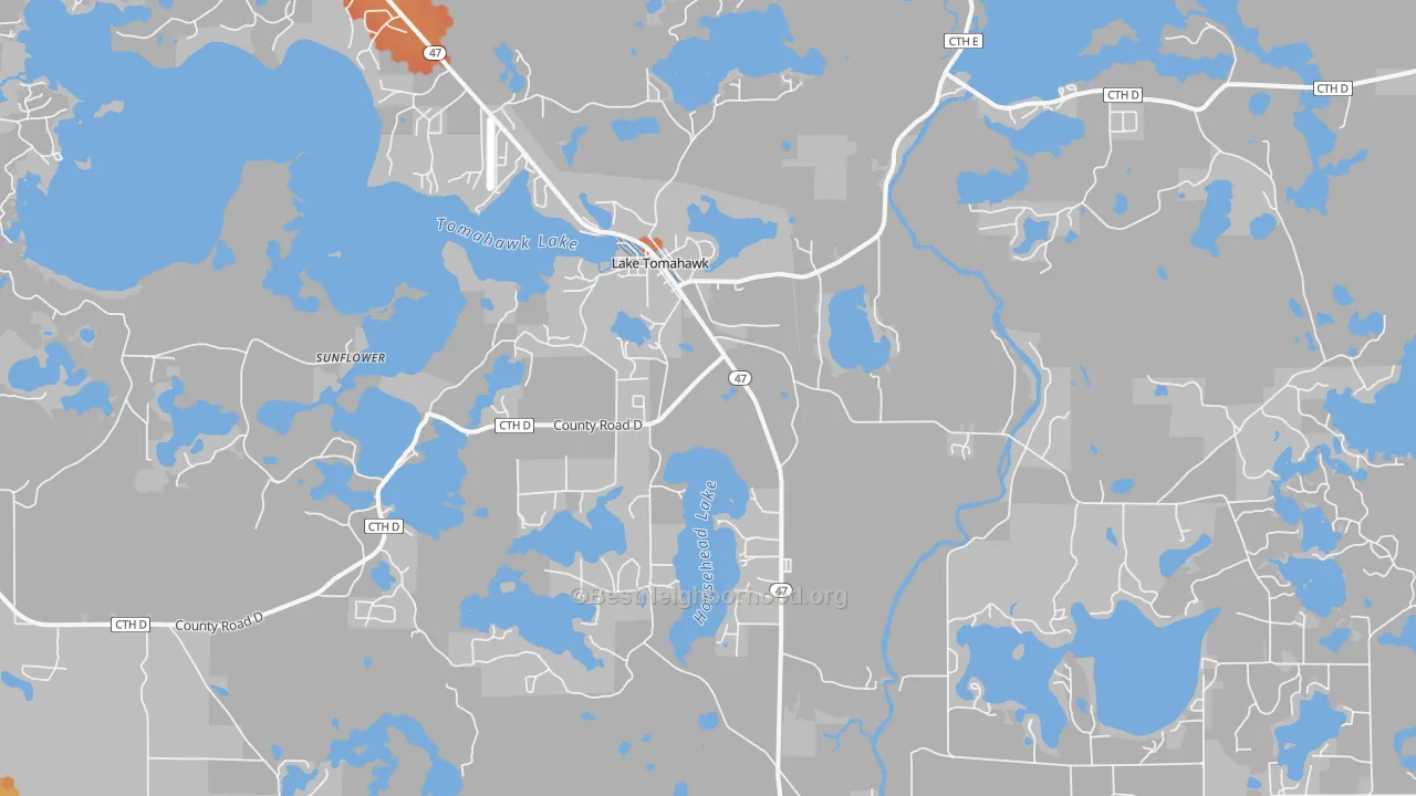 Bike Grade map of Lake Tomahawk, WI