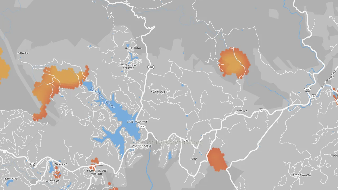 Bike Grade map of Lake Toxaway, NC