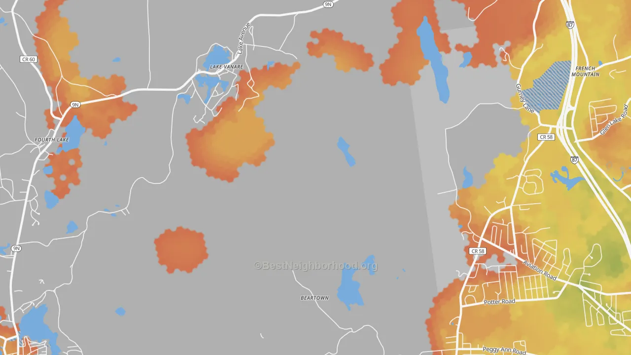 Bike Grade map of Lake Vanare, NY