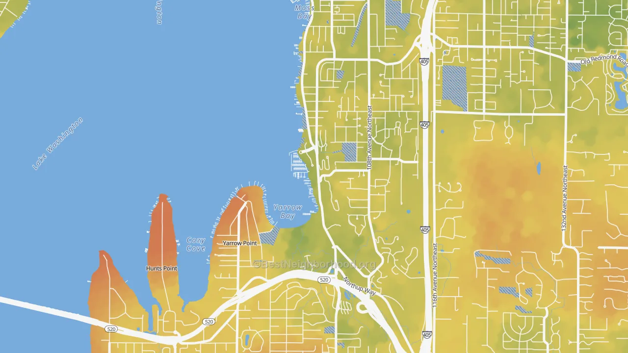 Bike Grade map of Lake View, Kirkland, WA