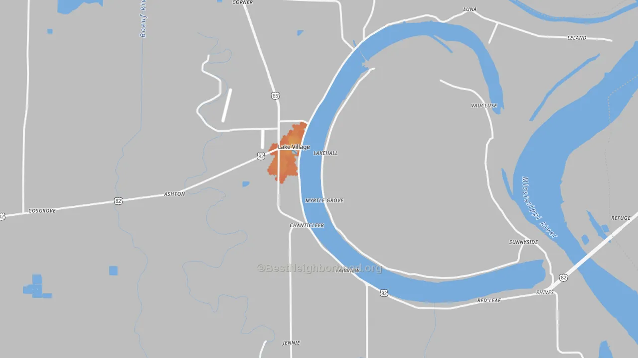 Bike Grade map of Lake Village, AR
