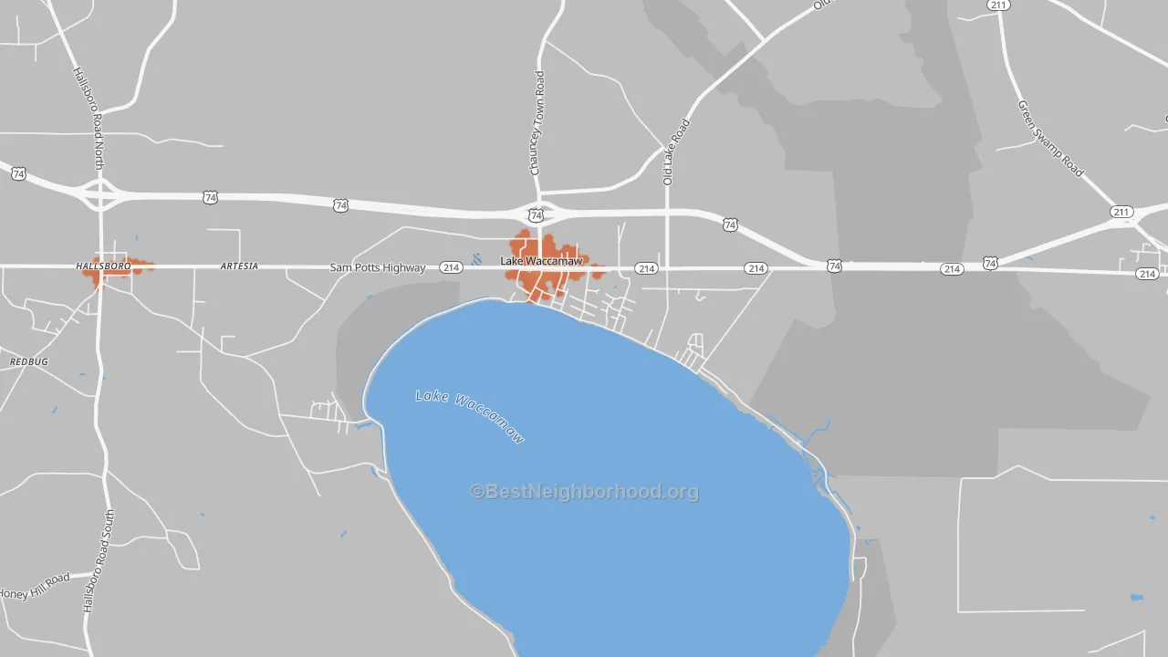 Bike Grade map of Lake Waccamaw, NC