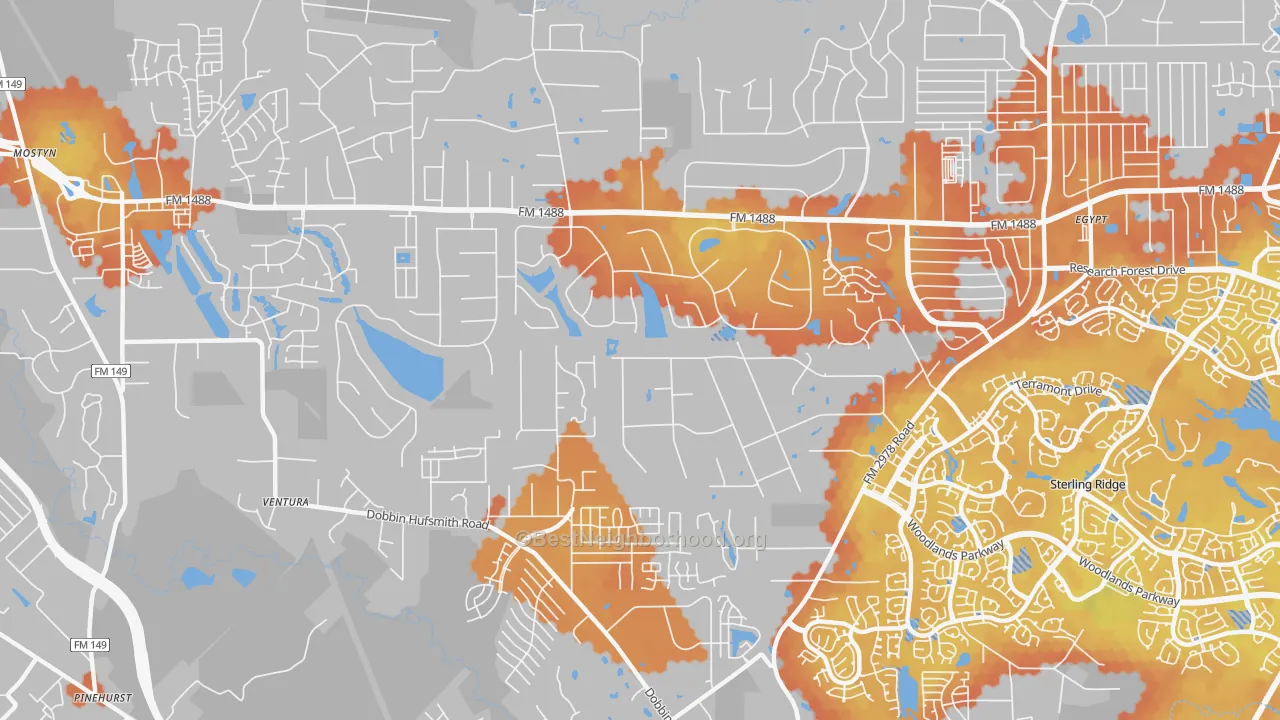 Bike Grade map of Lake Windcrest, Magnolia, TX