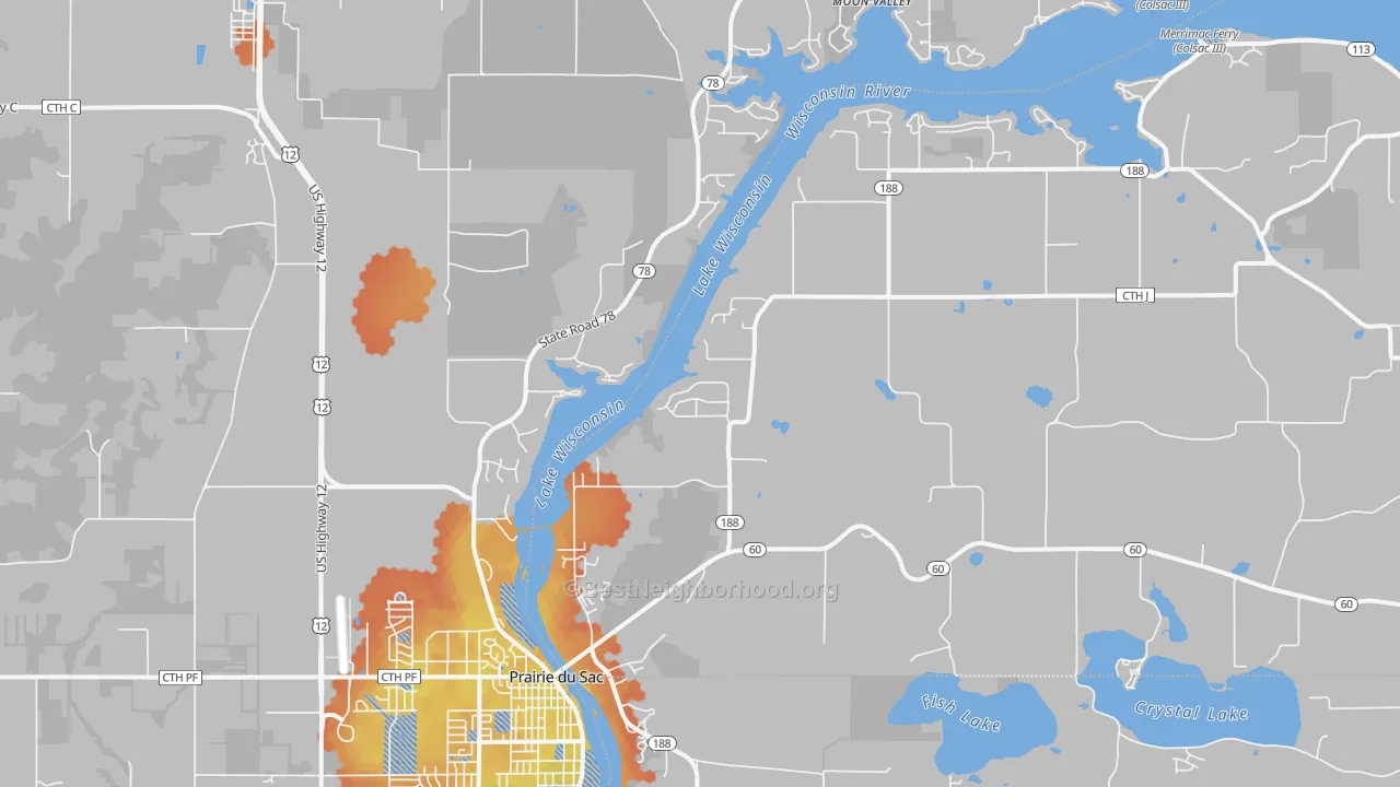 Bike Grade map of Lake Wisconsin, WI