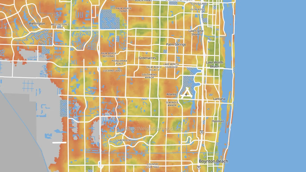 Bike Grade map of Lake Worth, FL
