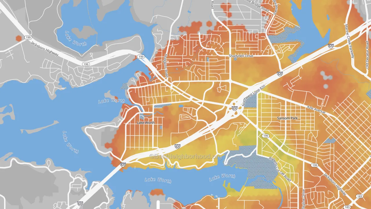 Bike Grade map of Lake Worth, TX