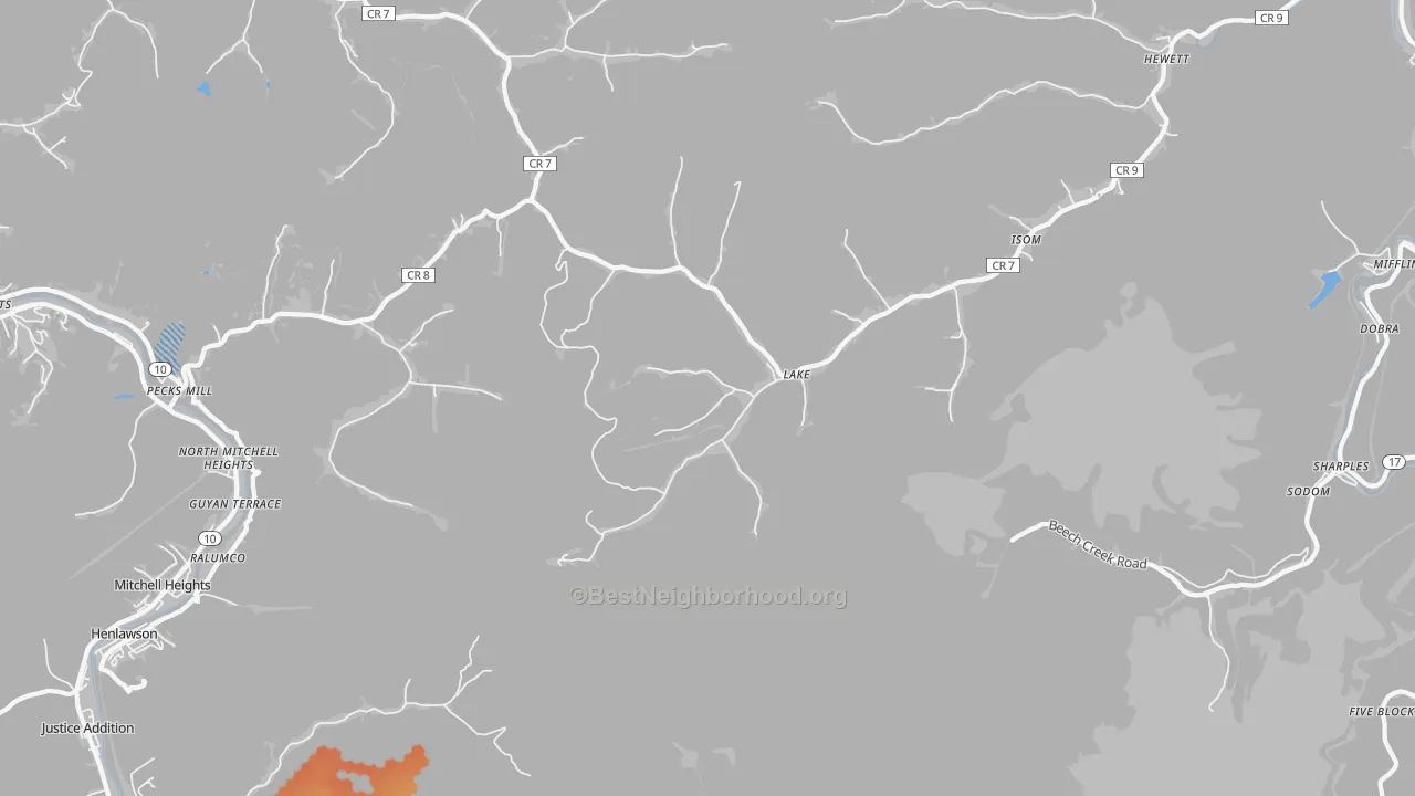 Bike Grade map of Lake, WV