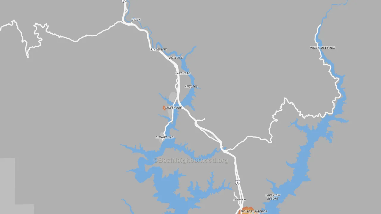 Bike Grade map of Lakehead, CA