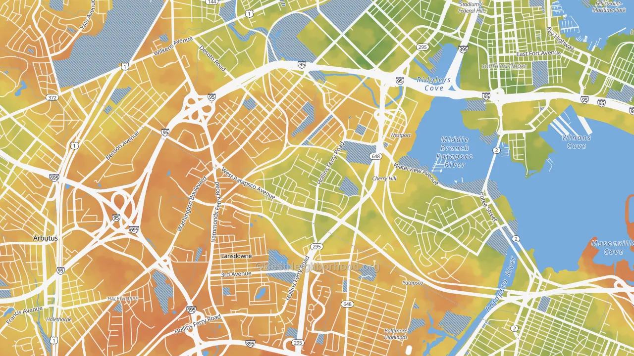 Bike Grade map of Lakeland, Baltimore, MD
