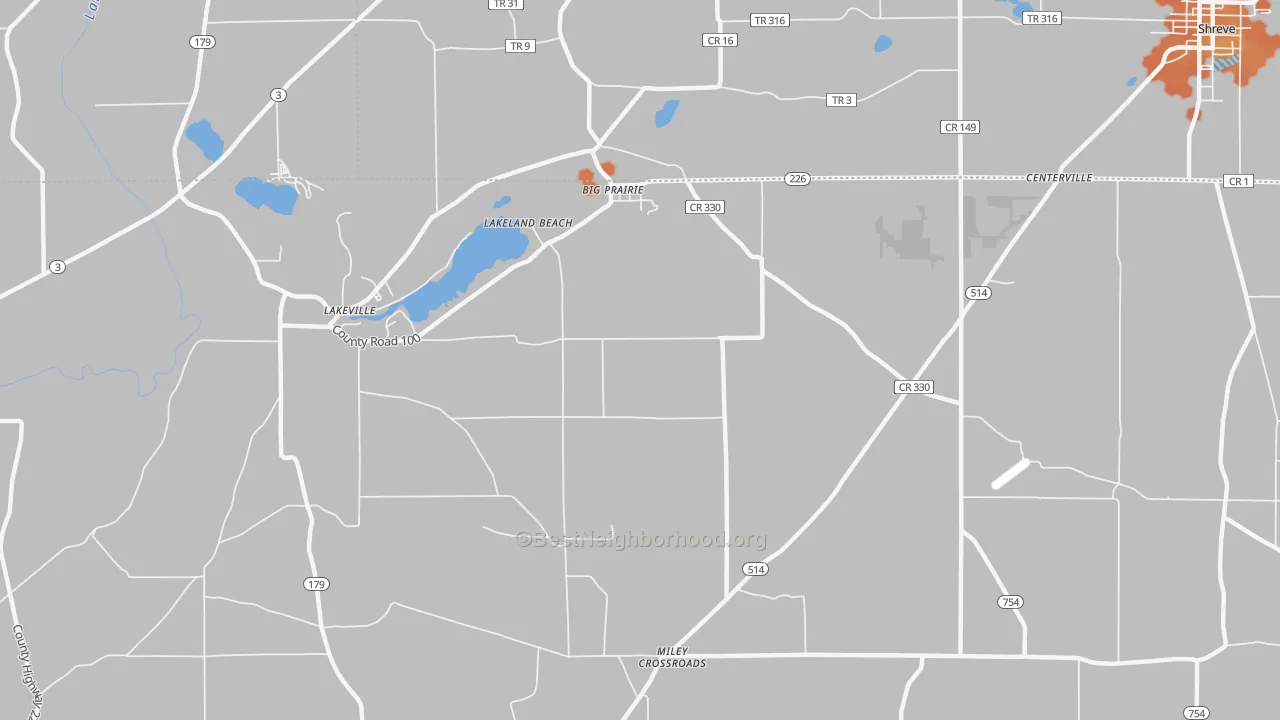 Bike Grade map of Lakeland Beach, OH