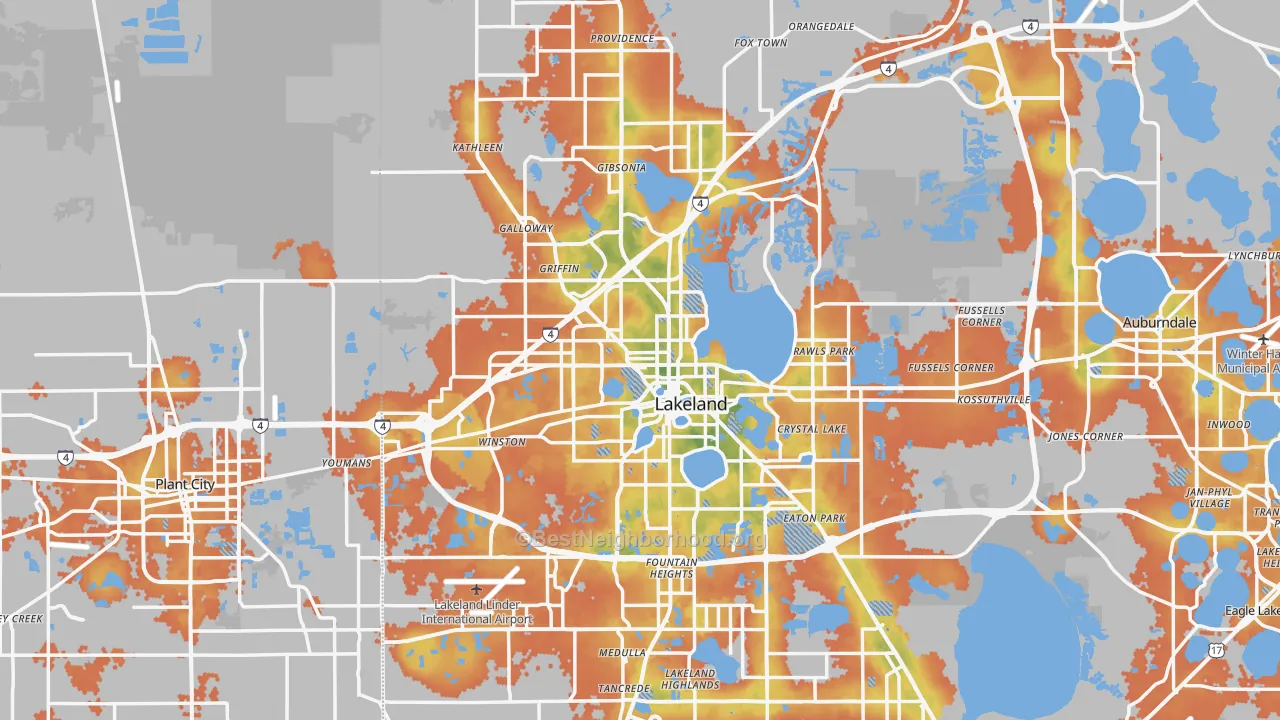 Bike Grade map of Lakeland, FL