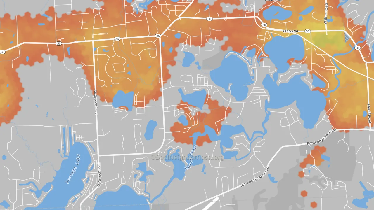 Bike Grade map of Lakeland, MI