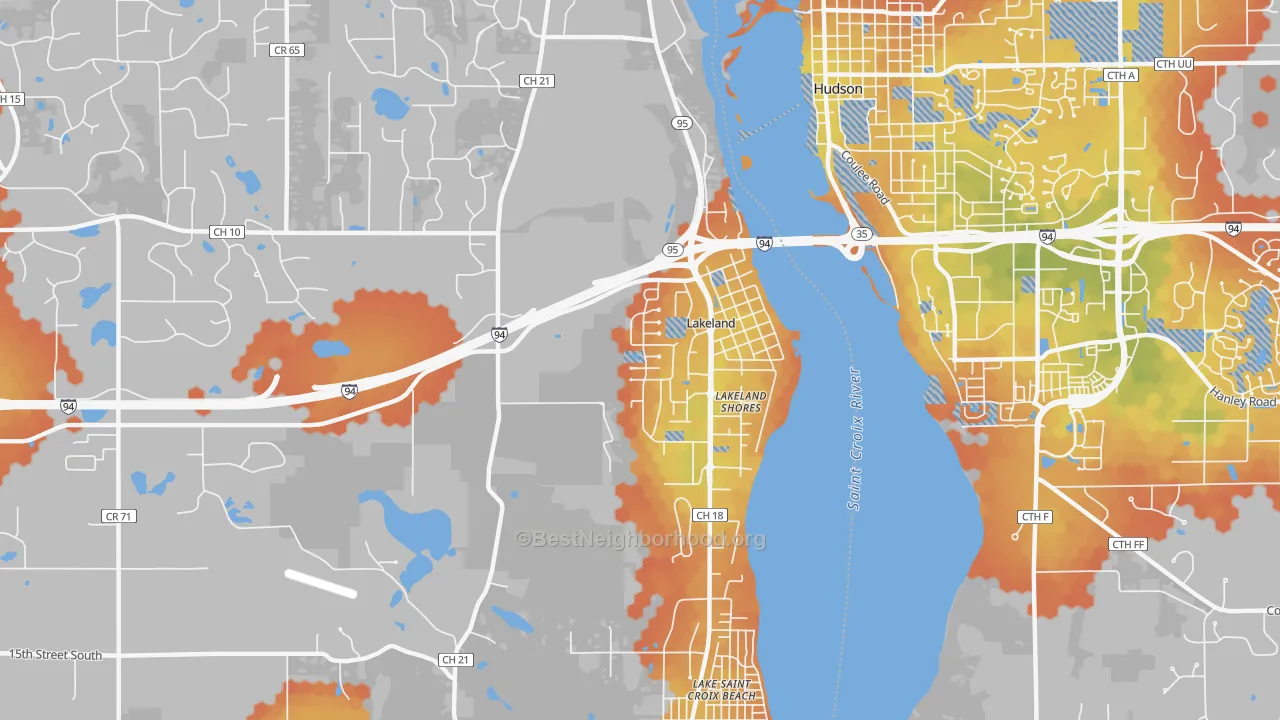Bike Grade map of Lakeland, MN