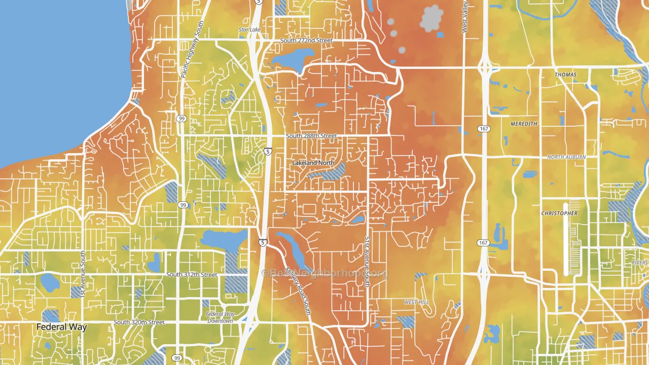 Bike Grade map of Lakeland North, WA
