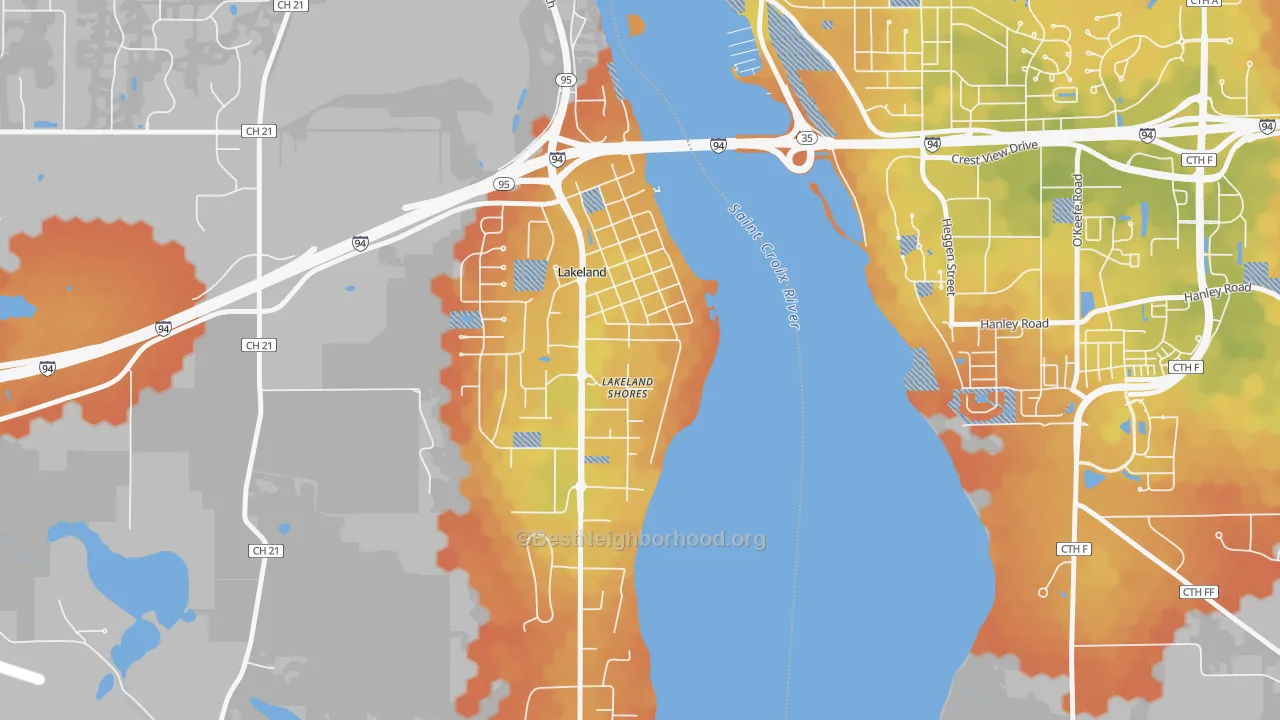 Bike Grade map of Lakeland Shores, MN