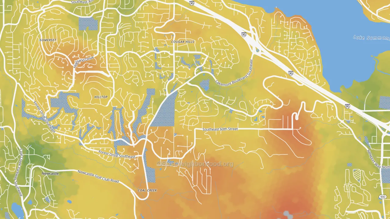 Bike Grade map of Lakemont, Bellevue, WA