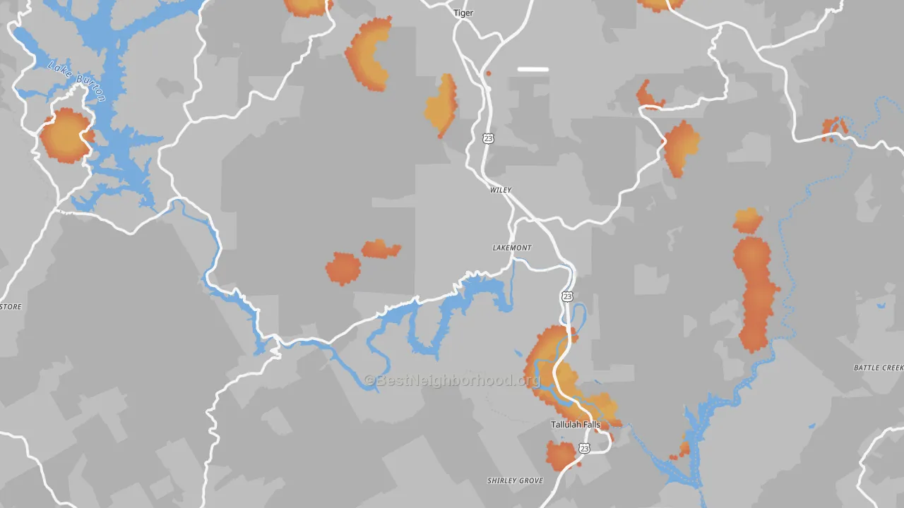 Bike Grade map of Lakemont, GA