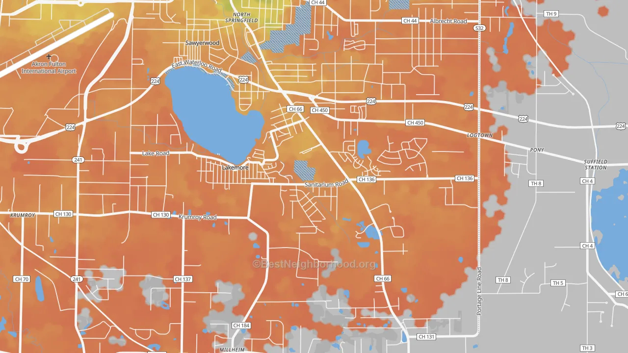Bike Grade map of Lakemore, OH