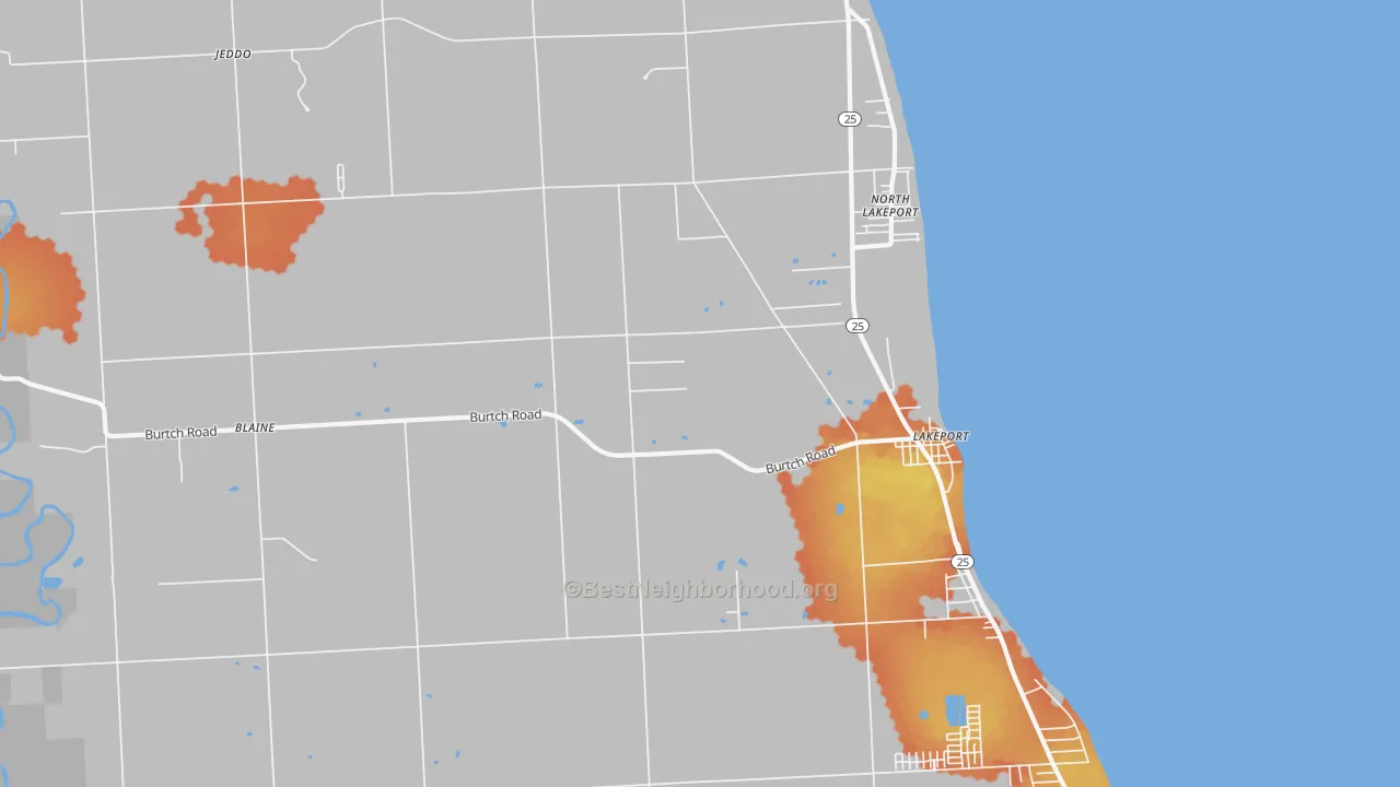 Bike Grade map of Lakeport, MI