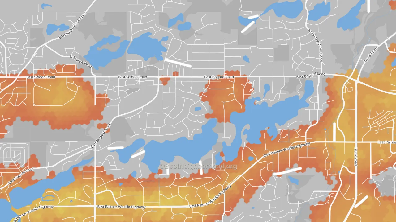 Bike Grade map of Lakes, AK